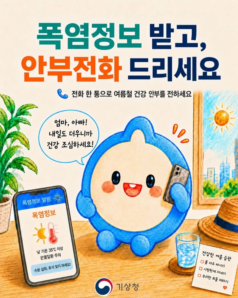 폭염 알림 설정하고 안부전화로 건강 챙기세요